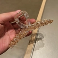 Elegante pinza per capelli grande con cristalli champagne e finitura in acrilico - Champagne
