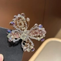 Pinza para el pelo de mariposa hecha a mano con cuentas de cristal y lazo rosa - Estilo Mariposa Champagne