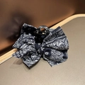 Pinza per capelli con fiocco blu scuro e stampa paisley vintage per donne - Blu Notte