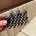 Handgefertigter bunter Kristall-Haarkamm mit eleganten blauen Perlen für das Haarstyling - Blau