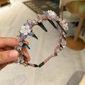 Cerchietto floreale in cristallo con imbottitura rosa e denti a pettine antiscivolo - Viola