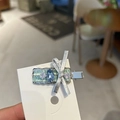 Elegante fermaglio per capelli a becco d'anatra con perle, strass blu e fiocco argento - Stile Fiocco