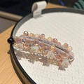 Barrette banane violette élégante avec perles colorées et fleurs blanches faites main - Rose