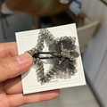 Fermaglio stella in cristallo blu con fiore in rete e clip in argento 925 - Grigio