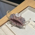 Pinza per capelli con fiori e perline e nastro viola per acconciature eleganti donna - Viola Chiaro