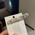 Barrette à cheveux avec perles, cristaux clairs et pierres goutte bleu clair sur alliage - Pierre Bleue Larme Vintage