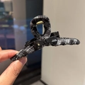 Eleganter Haarklammer-Clip mit Schwarz-Weiß-Karo und Schleife für Damenfrisuren - Schwarz
