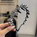 Cerchietto di lusso con cristalli grigio scuro e denti a pettine antiscivolo eleganti - Grigio