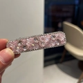 Barrette à cheveux rose scintillante avec cristaux et bordures argentées élégantes - Rose (B8-112)