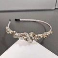 Serre-tête fin en cristal élégant avec perles grises à facettes et détails dorés - Petit Yuanbao Gris