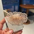 Dettaglio del fermaglio per capelli rosa champagne fatto a mano con perle di cristallo - Clip per Capelli in Cristallo Tessuta a Mano / Rosa (B8-312)