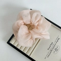 Detalle de un coletero grande de malla rosa pálido con textura de organza translúcida - Rosa