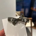 Fermaglio per capelli con fiocco di strass scintillanti e cristalli grigi eleganti - Nero