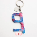 Contactloze sleutelhanger van acryl in roze en blauw camouflage met metalen ring - Camouflage Marmer Stijl (C10)
