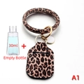 30ml leopard print hand sanitizer bottle holder with wristlet keychain and empty bottle - Leopard Print Style (A1)