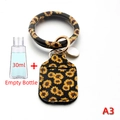 30ml portable empty hand sanitizer bottle with sunflower pattern PU bracelet keychain set - Sunflower Print Style (A3)