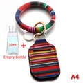Ethnic striped 30ml hand sanitizer bottle holder with PU leather bracelet keychain - Tribal Stripe Style (A4)