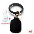 Portable 30ml hand sanitizer holder with black leather wristlet and gold keychain - Solid Black Leather Style (A5)