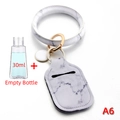 30ml marble pattern hand sanitizer holder with gold key ring and empty bottle - White Marble Texture Style (A6)