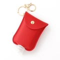 Porta igienizzante in pelle PU rossa con portachiavi dorato e flacone in plastica - Rosso