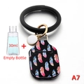 Portable 30ml hand sanitizer holder with colorful feather pattern and wristlet keychain - Colorful Feather Print Style (A7)