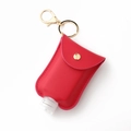 Portachiavi igienizzante mani in pelle rossa con chiusura dorata e flacone in plastica - Rosso