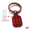 30ml hand sanitizer holder with red and black plaid PU leather wristlet and bottle case - Red & Black Plaid Style (A8)