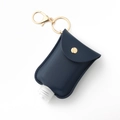 Portachiavi in pelle blu scuro per igienizzante mani con fibbia in metallo dorato - Blu scuro