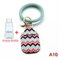 Mint green PU leather wristlet keychain with wave pattern 30ml hand sanitizer bottle holder - Multicolor Wave Pattern Style (A10)