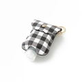 Portable PU leather hand sanitizer holder with black and white plaid pattern and gold keychain - Black & White Check