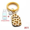 Sunflower pattern 30ml hand sanitizer bottle holder with yellow wristlet keychain - Bright Yellow Sunflower Style (A11)
