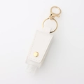 Llavero de cuero PU blanco para desinfectante de manos con botón de metal dorado - Blanco (1)