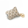 Portable PU leather hand sanitizer holder with Y-pattern print and gold keychain - Beige Animal Print