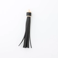 Colgante de borla en cuero sintético negro con tapa de metal dorado para llaveros - Sin hebilla / Negro