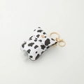 Portable hand sanitizer holder with cow print PU leather case and gold keychain - Cow Print