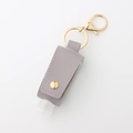 Llavero de cuero PU morado con cierre dorado para botella de desinfectante portátil - Morado(4)
