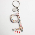 Portachiavi apriporta senza contatto in acrilico con motivo floreale C12 e anello - Stile Floreale Bohemien (C12)