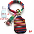 Colorful striped wristlet keychain set with a 30ml hand sanitizer bottle holder - Tribal Stripe with Tassel Style (B4)