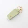 Light green PU leather hand sanitizer holder keychain with gold metal clasp and bottle - Light Green (6)
