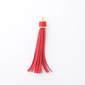 Colgante de borlas en cuero PU rojo vibrante con elegante cierre de metal dorado - Sin hebilla / Rojo