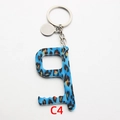 Portachiavi senza contatto in acrilico con stampa leopardata blu e nappa finta - Stile Leopardato Blu Nero (C4)