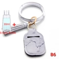 Wristlet keychain with 30ml hand sanitizer bottle holder in white marble pattern - Marble Pattern with Tassel (B6)