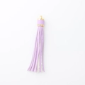 Chic light purple leather tassel keychain with golden metal clasp and ring attachment - Light Purple