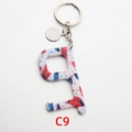 Portachiavi apriporta senza contatto con motivo piume rosse e blu e impugnatura C9 - Stile Piuma Rossa Blu (C9)