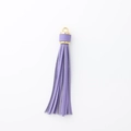 Chic light purple leather tassel keychain with a gold metal cap and ring attachment - Purple