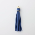 Faux leather tassel keychain in royal blue color with polished gold metal cap and loop - Sapphire Blue