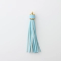 Sky blue faux leather tassel keychain with gold metal cap for bracelets and bags - Light Blue