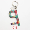 Portachiavi apriporta senza contatto in acrilico con fiori leopardo e anello - Stile Floreale Tropicale (C13)