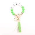 Green silicone beaded wristlet keychain with HAPPY letters and festive tree bead - Bright Green HAPPY Style (2)