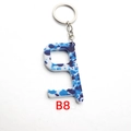 Portachiavi apriporta senza contatto in acrilico con motivo a macchie blu e anello - Stile Macchiato Blu (B8)